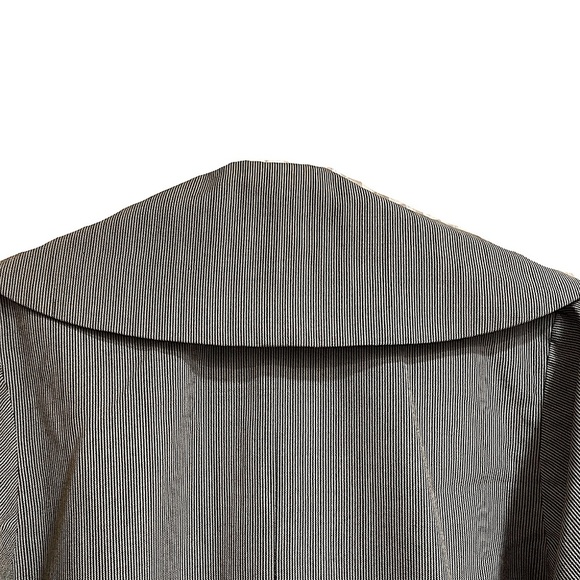 Vintage Chore Work Coat Button Front Large Collar Micro Stripe Black & White M/L - Picture 9 of 13